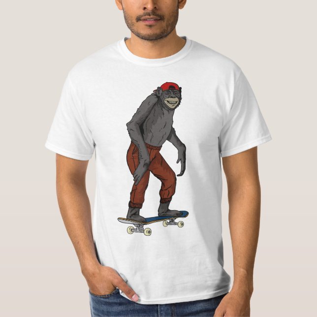 Funny Skateboard Monkey Gift idea 4 Skate & Halfpi T-Shirt (Vorderseite)