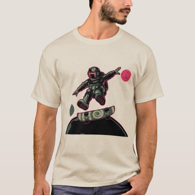 Funny Skateboarding Astronaut Space Skater Tee (Vorderseite)
