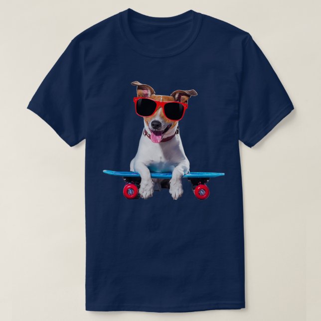 Funny Skateboarding dog mit Brille Welpengeschenk  T-Shirt (Design vorne)