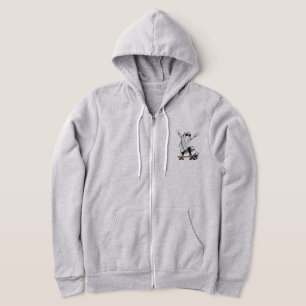 Funny Skateboarding Ghost Men's Zip Hoodie