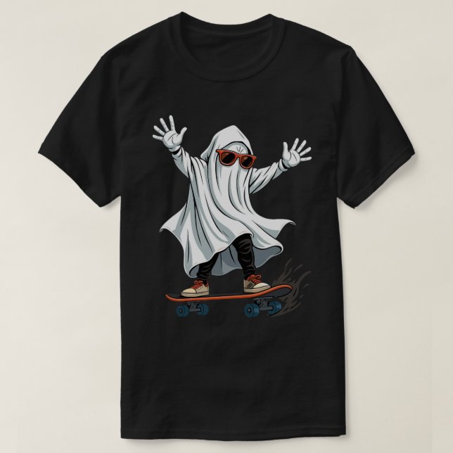 Funny Skateboarding Ghost-T - Shirt (Design vorne)