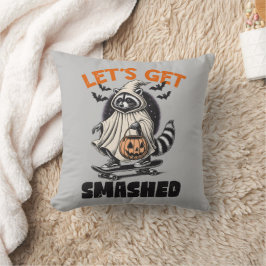 Funny Skateboarding Raccoon Vintag Halloween Kissen