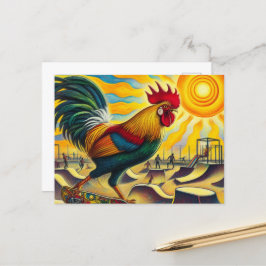 Funny Skateboarding Rooster Postkarte