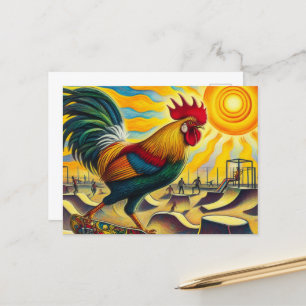 Funny Skateboarding Rooster Postkarte