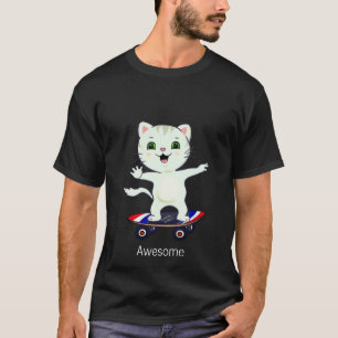 Funny Skater Tabby Cat T - Shirt