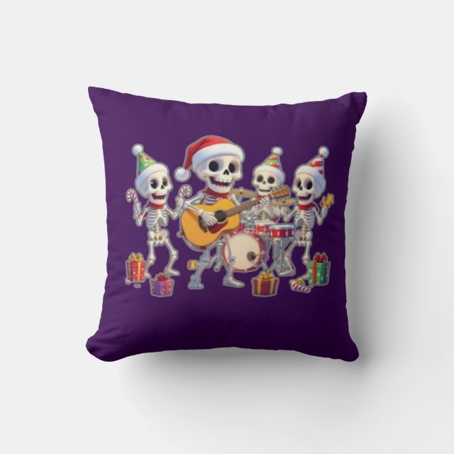Funny Skeleton Band Christmas & New Year – 3D Cart Kissen (Vorderseite)