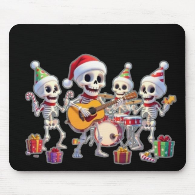 Funny Skeleton Band Christmas & New Year – 3D Cart Mousepad (Vorne)