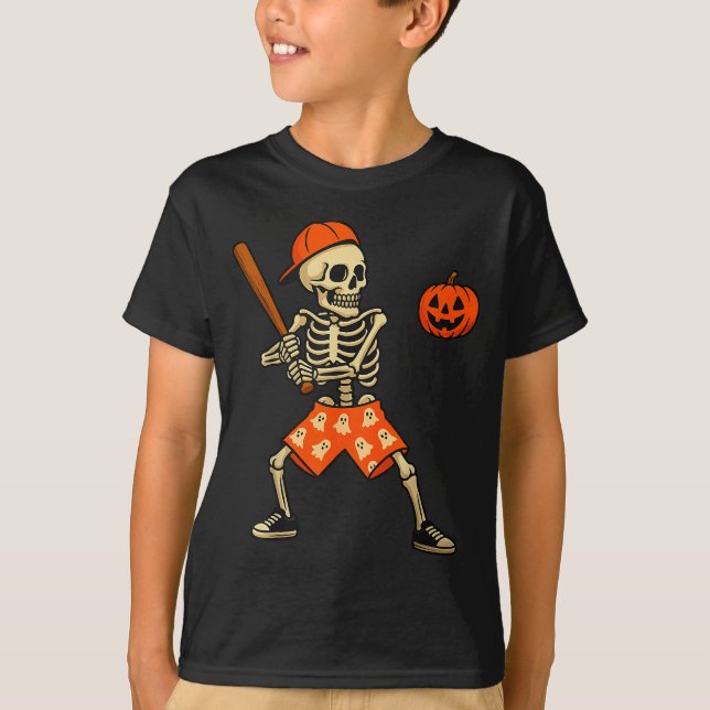 Funny Skeleton Baseball Batting Halloween Costume  T-Shirt (Vorderseite)