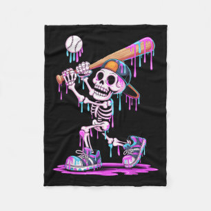 Funny Skeleton Baseball Halloween-Kostüm für Junge Fleecedecke