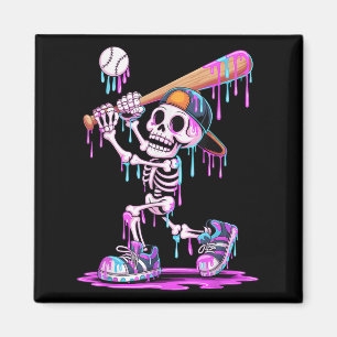 Funny Skeleton Baseball Tropfen Boys Youth Kids Ha Magnet