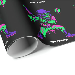 Funny Skeleton Batting Ice Cream Tropfen Baseball Geschenkpapier