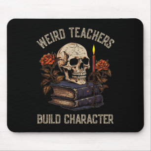 Funny Skeleton Book Floral Skull Halloween Lehrer Mousepad