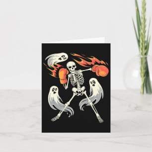 Funny Skeleton Boxing Liebhaber Spooky Halloween B Karte