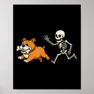 Funny Skeleton Bulldog Halloween Hund Mama Pet Lov Poster