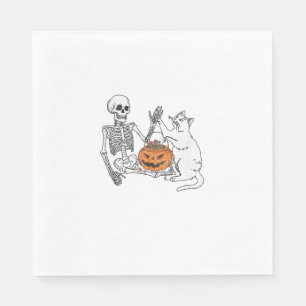 Funny Skeleton Cat Lover Halloween Kostüm für Katz Serviette