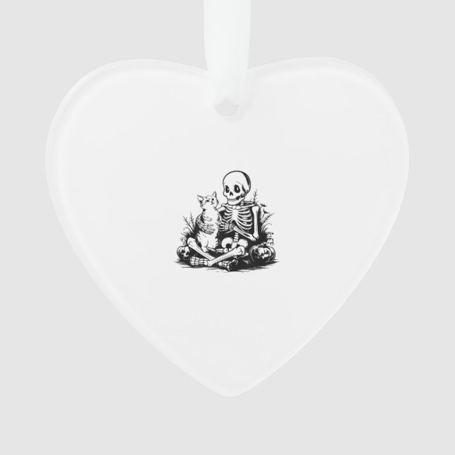 Funny Skeleton Cat Skull Kitty Cute Cat Goth Hallo Ornament (Vorderseite)