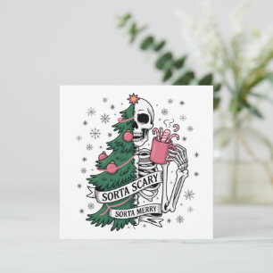 Funny Skeleton Christmas Sorta Merry Sorta Beängst Feiertagskarte