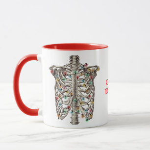 Funny Skeleton Christmas Tree Lights X-Ray Red Tasse