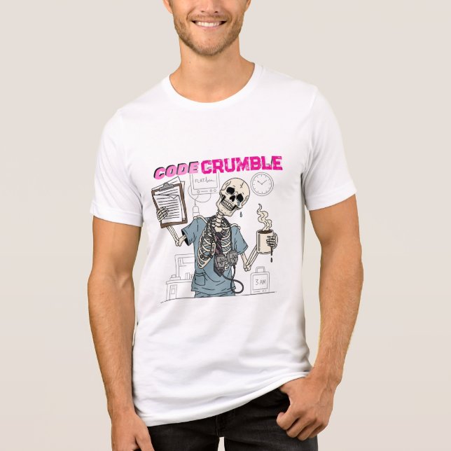 Funny Skeleton "Code Crumble" Med Nurse Spaß Gift Tri-Blend Shirt (Vorderseite)