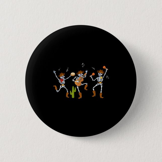Funny Skeleton Dancing Cowboy Cowgirl Halloween Button (Vorderseite)