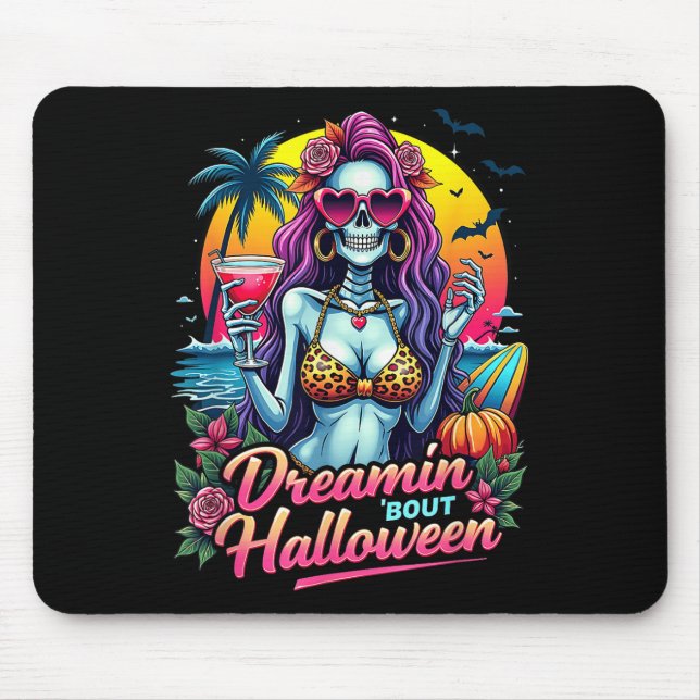 Funny Skeleton Dreamin Bout Halloween V Mousepad (Vorne)