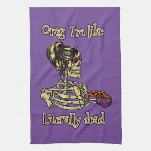 Funny Skeleton Drinking Ich bin buchstäblich tot K Geschirrtuch