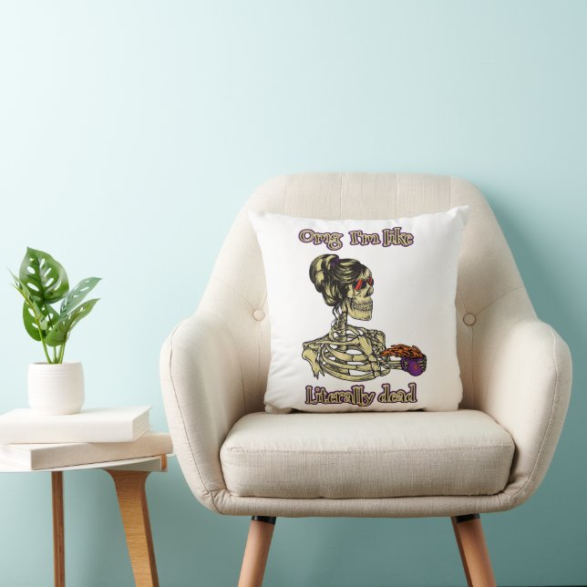 Funny Skeleton Drinking Ich bin buchstäblich tot K Kissen (Stuhl )