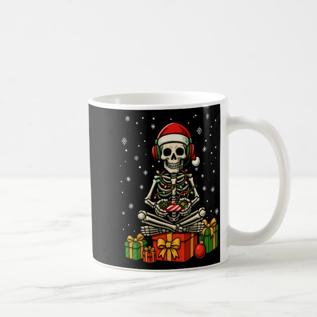 Funny Skeleton Game Controller Xmas Lights Men Wom Kaffeetasse (Rechts)