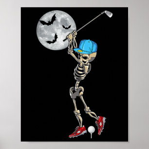 Funny Skeleton Golf Golfspielen Glückliches Hallow Poster