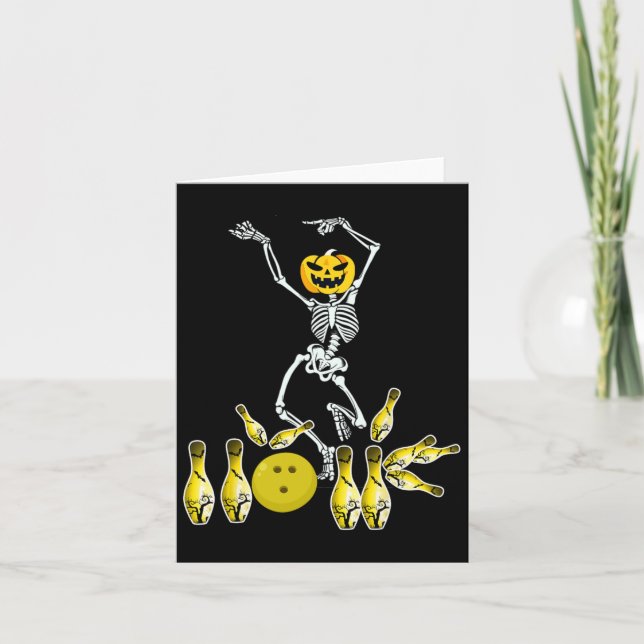 Funny Skeleton Halloween Bowling Shirt Bowler Gesc Karte (Vorderseite)