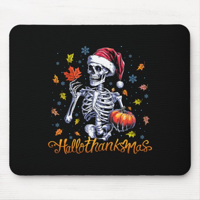 Funny Skeleton Halloween Mery Christmas Happy Hall Mousepad (Vorne)