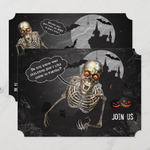 Funny Skeleton Halloween-Party Einladung
