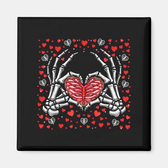 Funny Skeleton Hand Heart Valentines Day Bones Lov Magnet (Vorne)