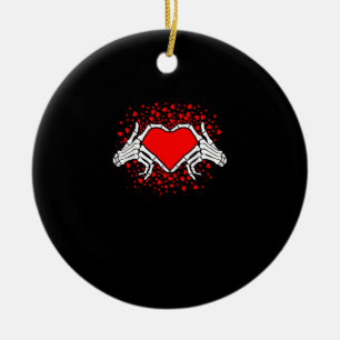 Funny Skeleton Hand Heart Valentinstag Keramik Ornament