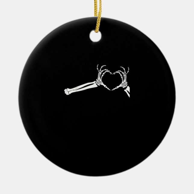 Funny Skeleton Herz Hände. Halloween Costume Skel Keramik Ornament (Vorne)