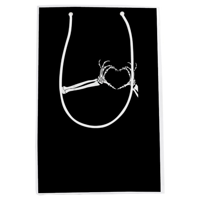 Funny Skeleton Herz Hände. Halloween Costume Skel Mittlere Geschenktüte (Vorderseite)