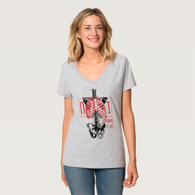 Funny Skeleton Herz I Liebe Sie T-Shirt (Vorderseite Vollansicht)