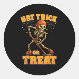 Funny Skeleton Ice Hockey Player Halloween Kostüm Runder Aufkleber