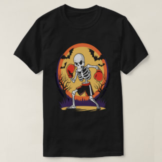 Funny Skeleton in Boxing Gloves Spooky Halloween T-Shirt