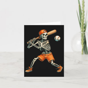 Funny Skeleton kämpft Baseball Halloween Boys Men Karte
