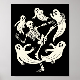 Funny Skeleton Karate Lovers Spooky Halloween Mart Poster
