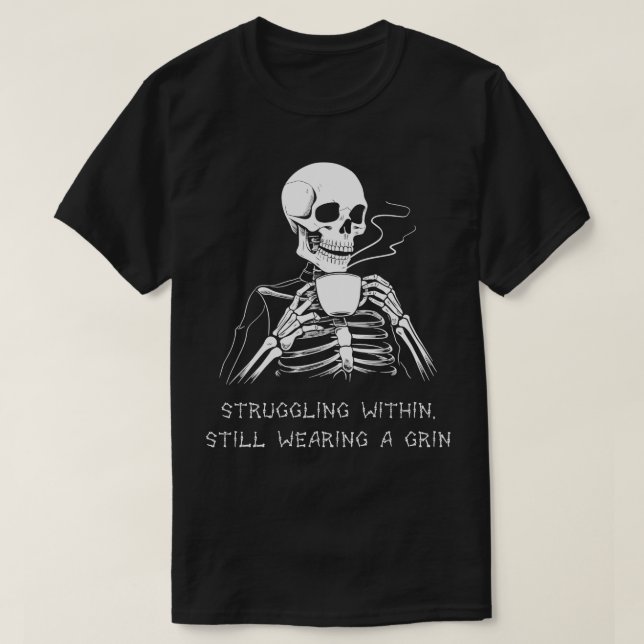 Funny Skeleton Lazy Kostüm Goth Men Funny H T-Shirt (Design vorne)