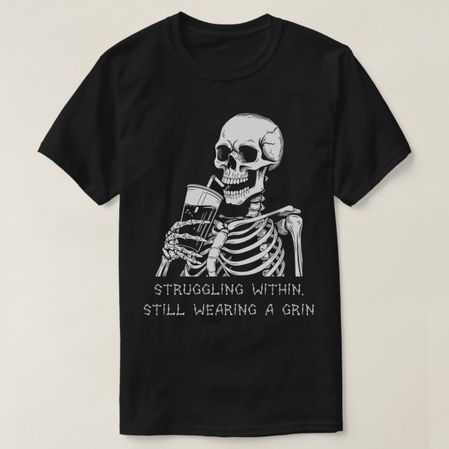 Funny Skeleton Lazy Kostüm Goth Men Funny H T-Shirt (Design vorne)