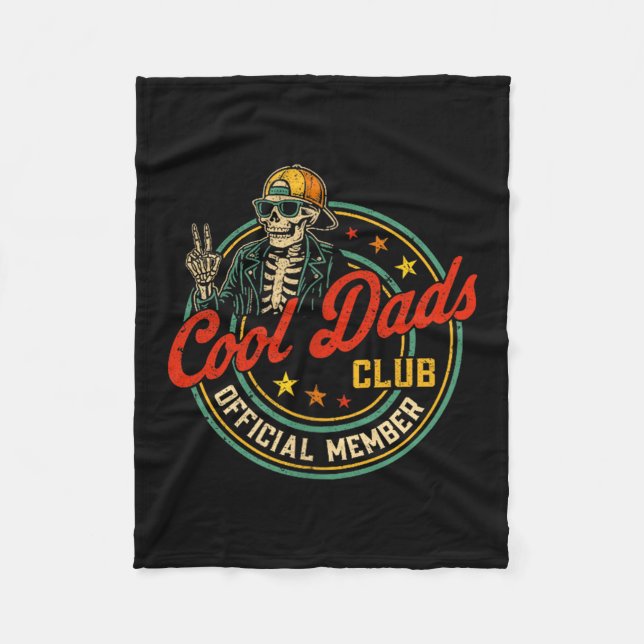 Funny Skeleton Member Cool Dads Club Father's Day  Fleecedecke (Vorderseite)