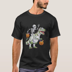Funny Skeleton Mummy Dinosaur T Rex Candy Grab Hal T-Shirt