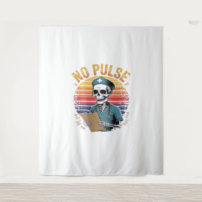 Funny Skeleton Nurse No Puldesign - Dunkler Spaß Wandteppich (Vorderseite)