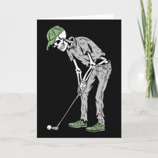 Funny Skeleton Playing Golf Lovers Spooky Hallowee Karte