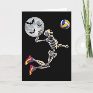 Funny Skeleton Playing Volleyll Happy Halloween Da Karte