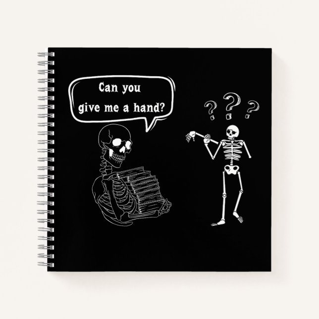 Funny Skeleton Puff kannst du mir helfen Notizbuch (Vorderseite)