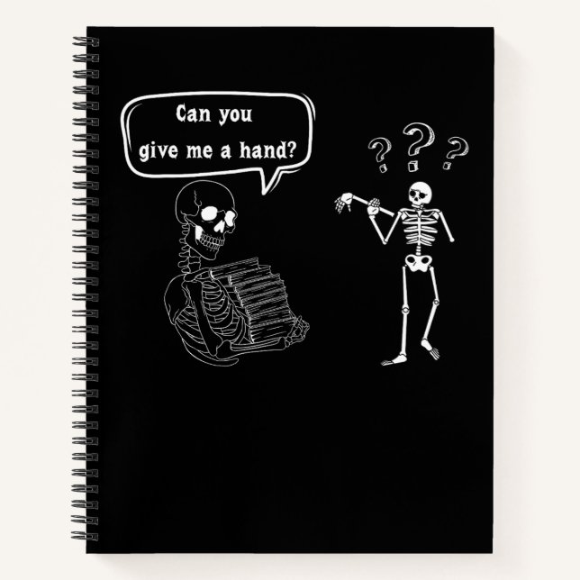 Funny Skeleton Puff kannst du mir helfen Notizbuch (Vorderseite)